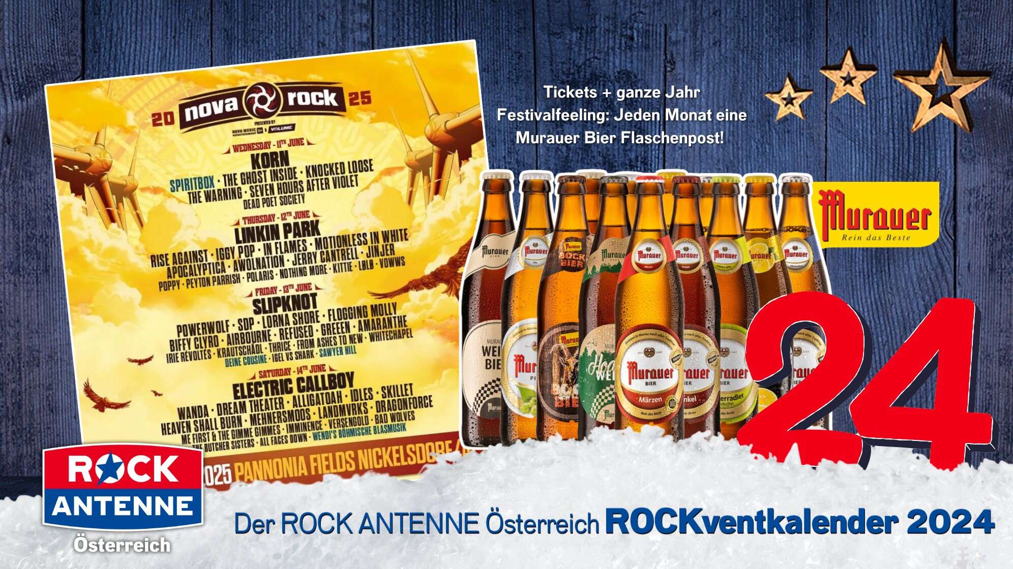 Rockventskalender Türchen 24: Nova Rock Tickets und Murauer Bier für ein Jahr!