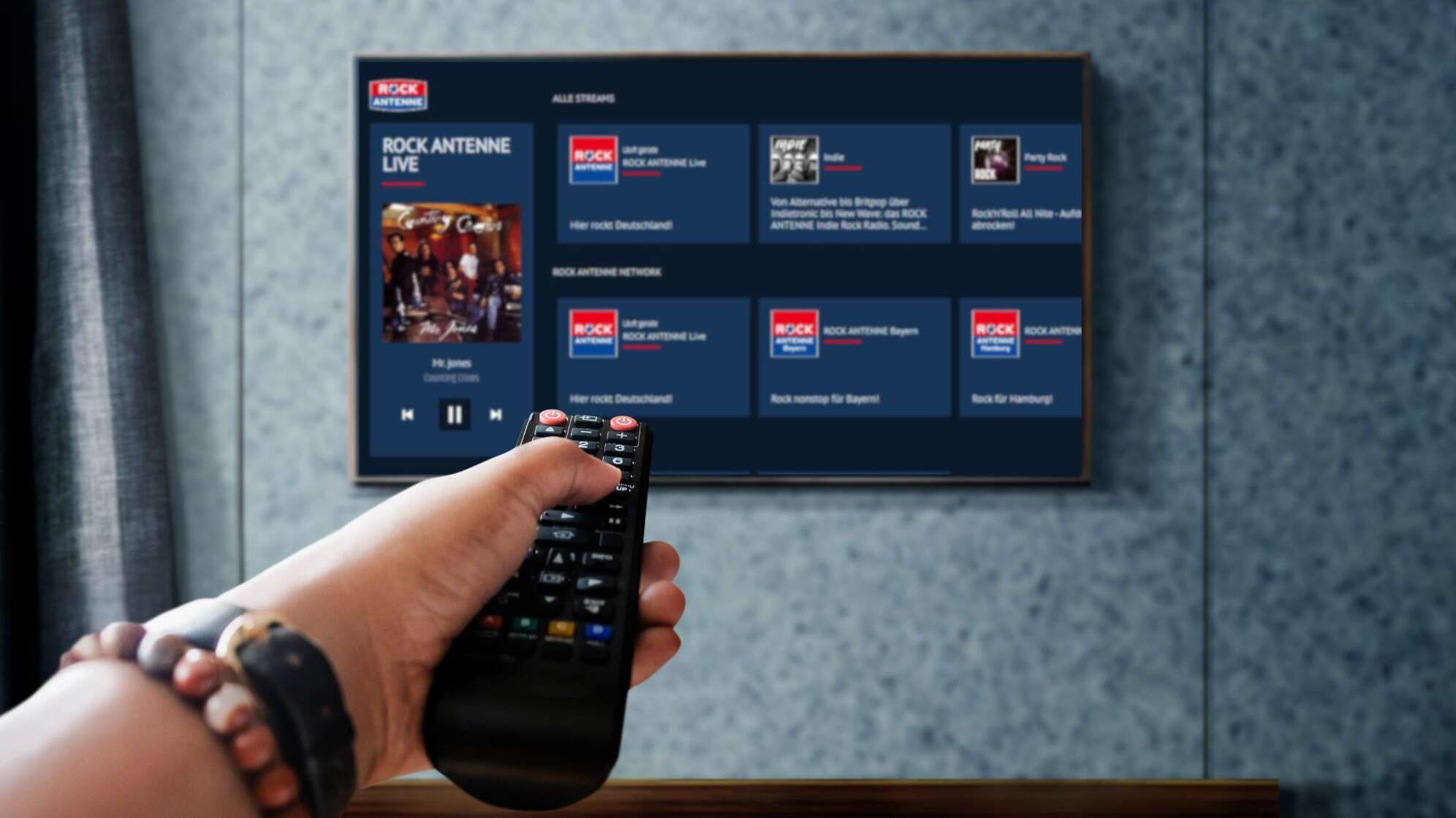Das TV Display der ROCK ANTENNE TV App