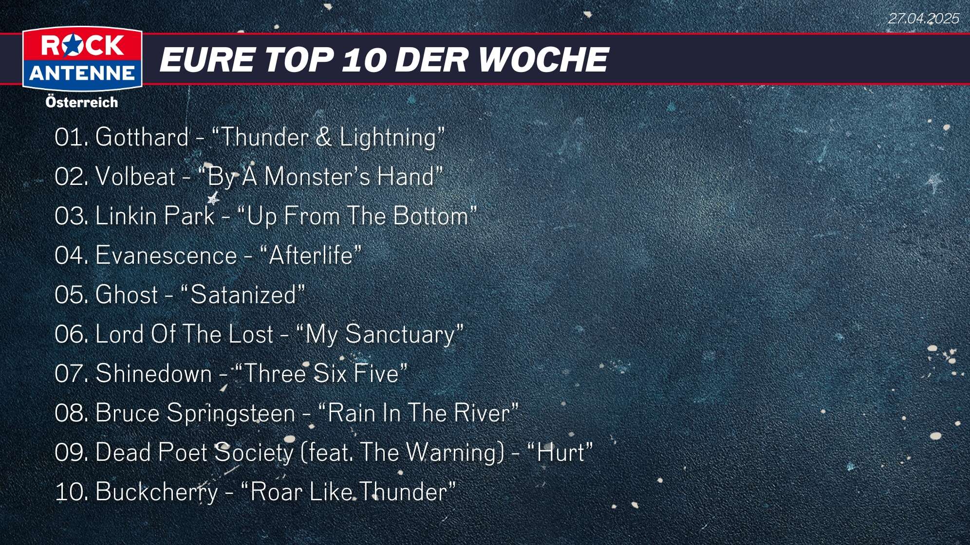 Die Top 10 vom 27.04.2025