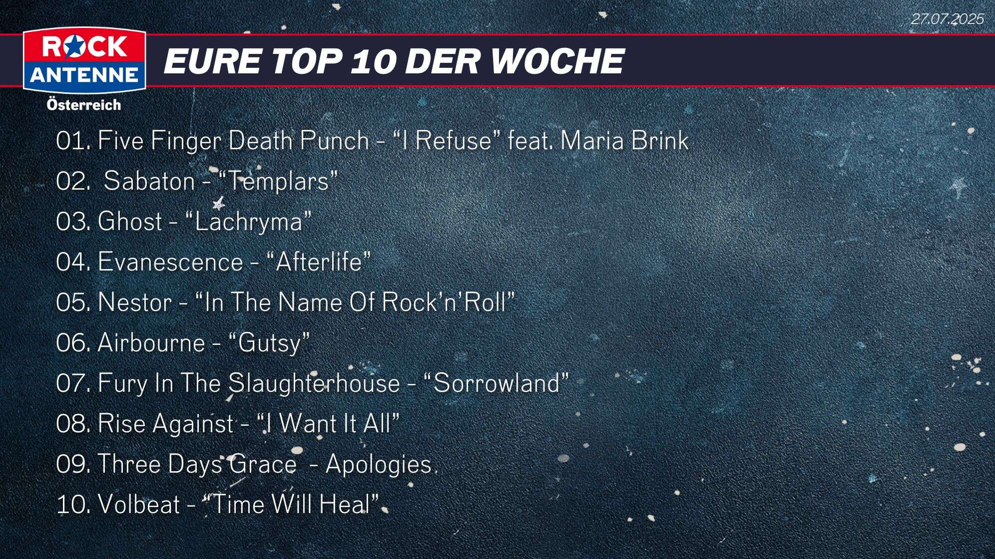 Top 10 vom 27.07.2025