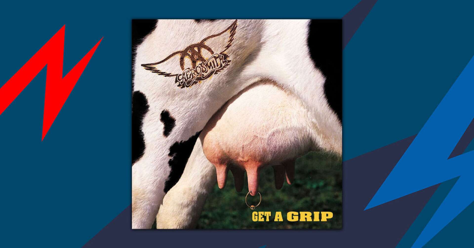 Aerosmith-Albumcover, das den Euter einer Kuh zeigt