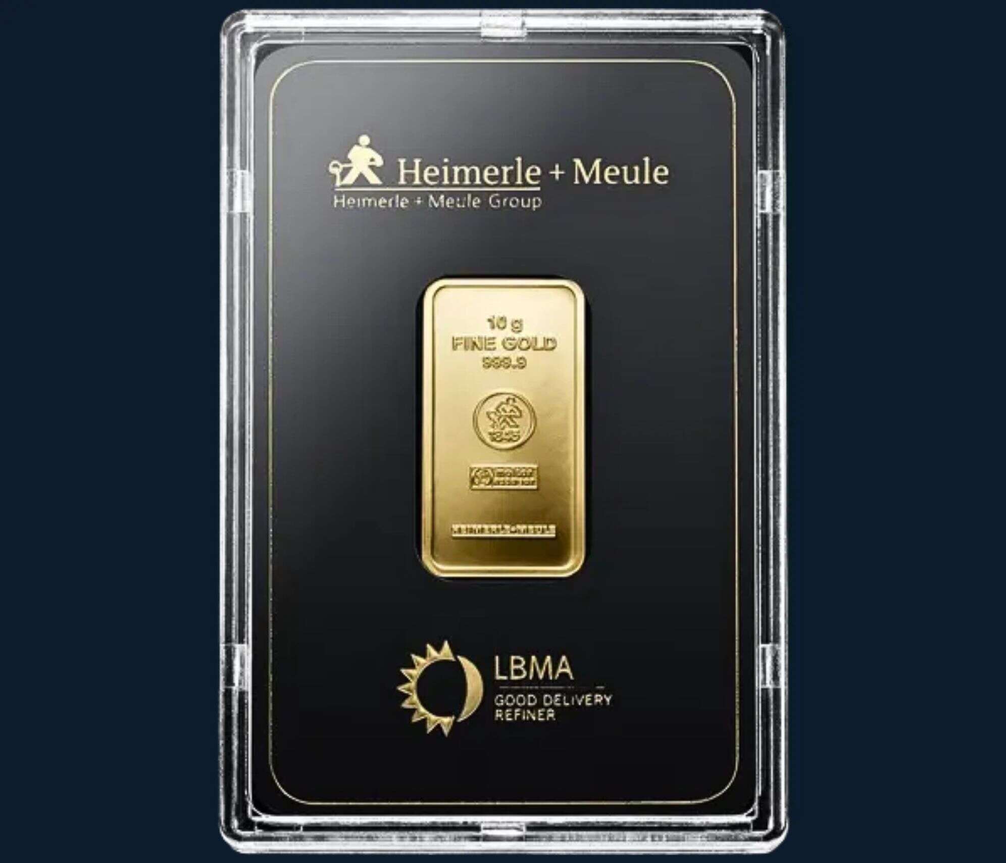 10 Gramm echtes Gold als Plättchen in einem Plexiglas-Container