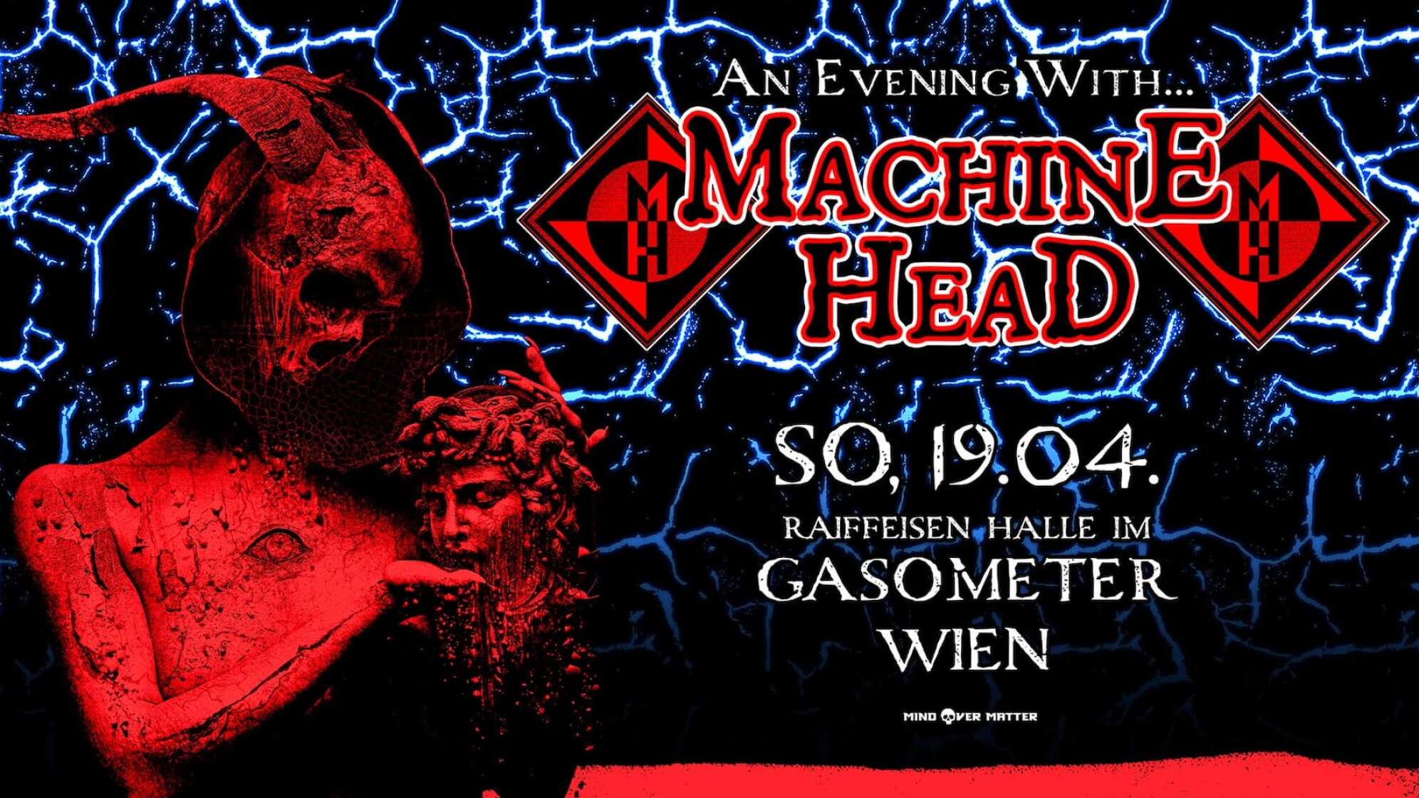 das Tourplakat zum Auftritt von Machine Head im Gasometer im April 26