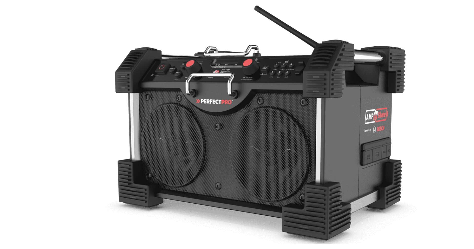 Bild eines Baustellenradios "Rock Hart" von PerfectPro