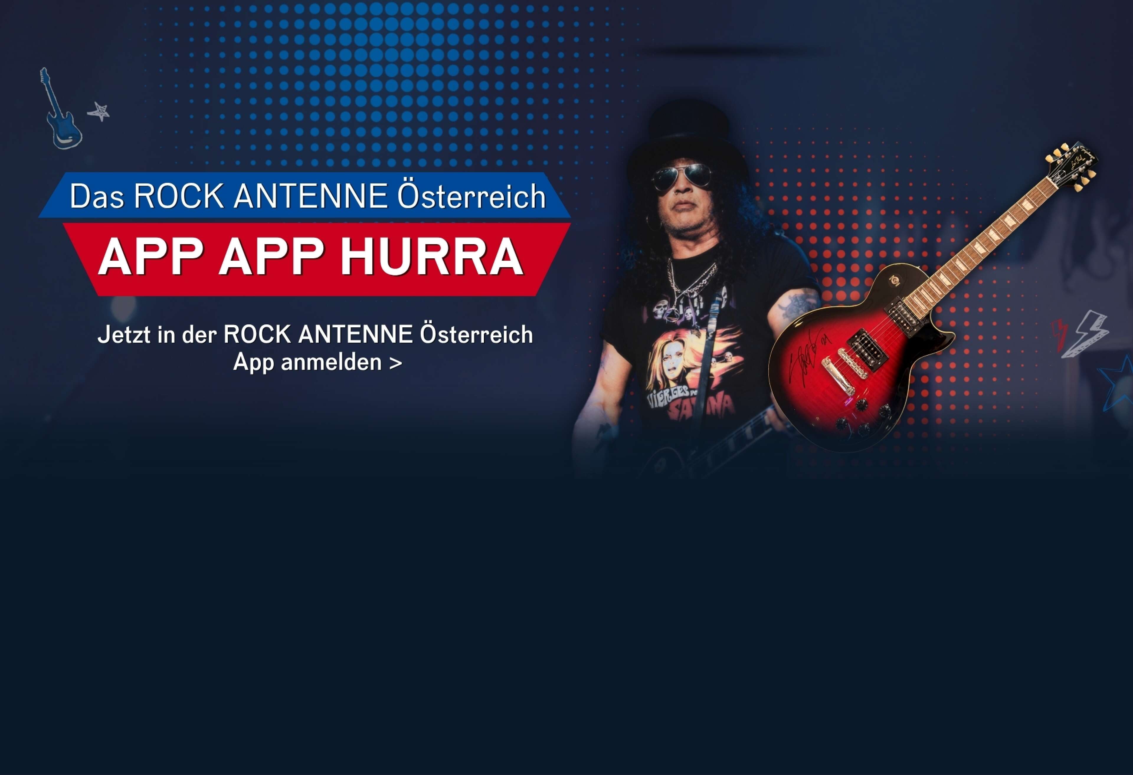 Das App App Hurra im April 2026 mit der Slash Gitarre