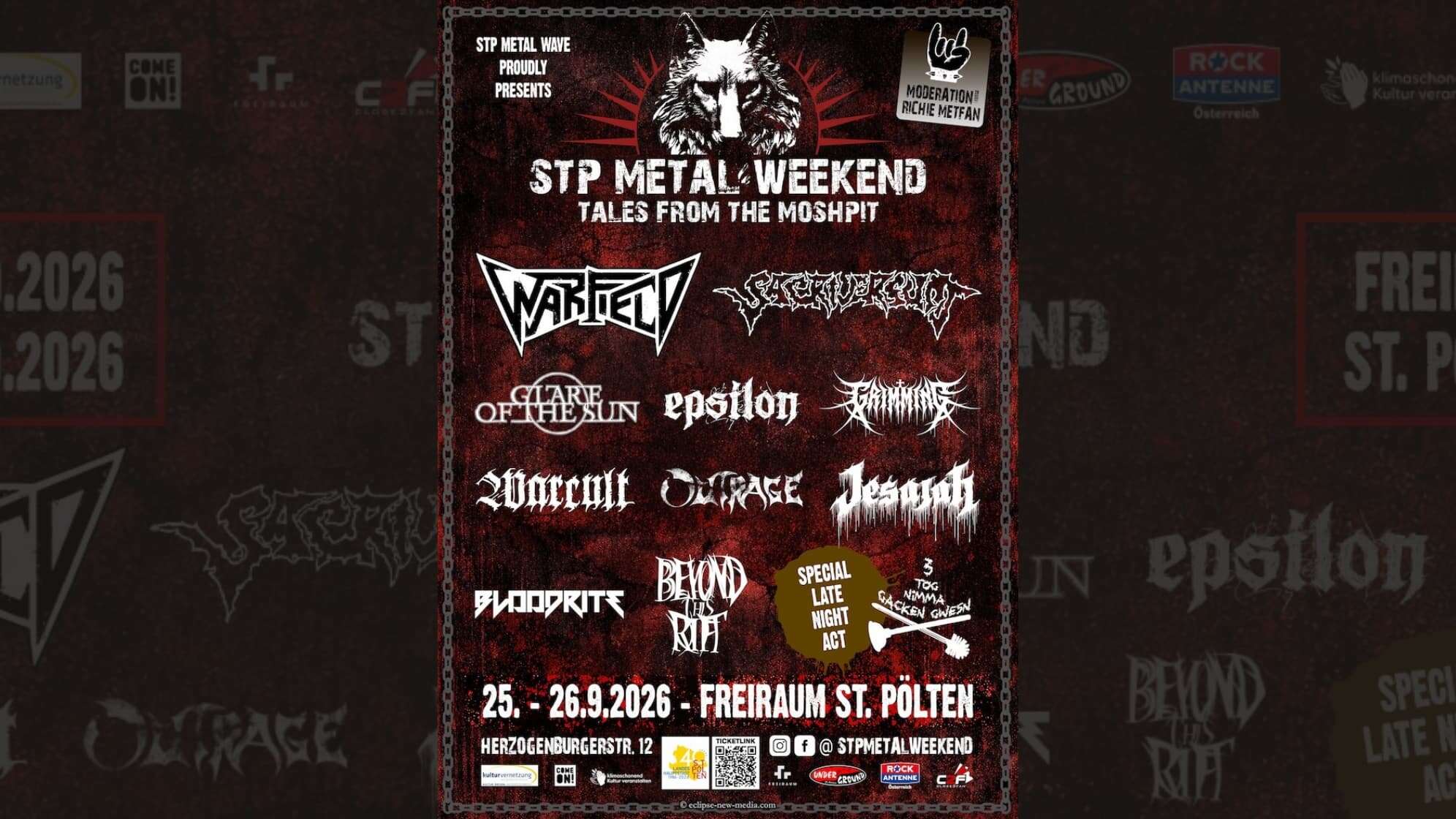 das Plakat zum STP Metalweekend 2026 mit allen Bands