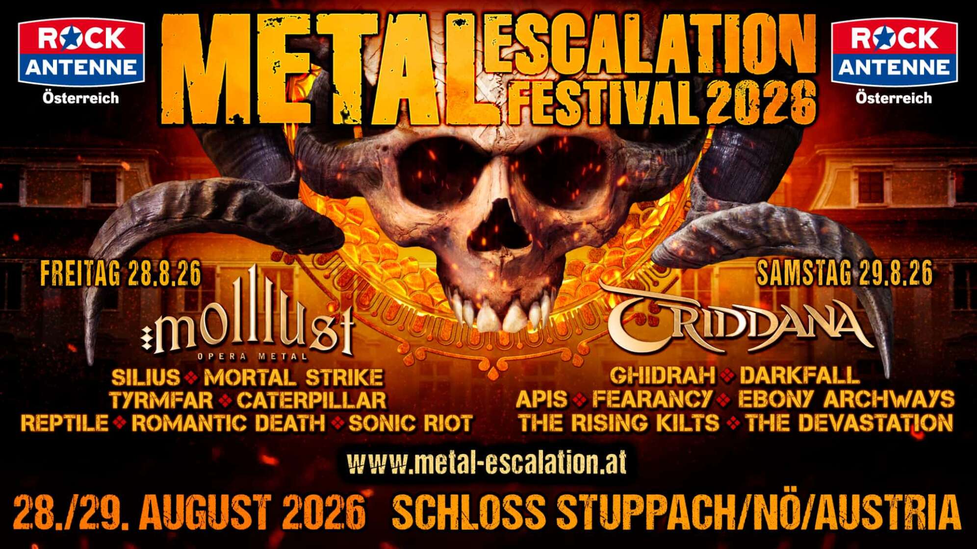das Plakat mit allen Bands zum Metal Escalation Festival 2026