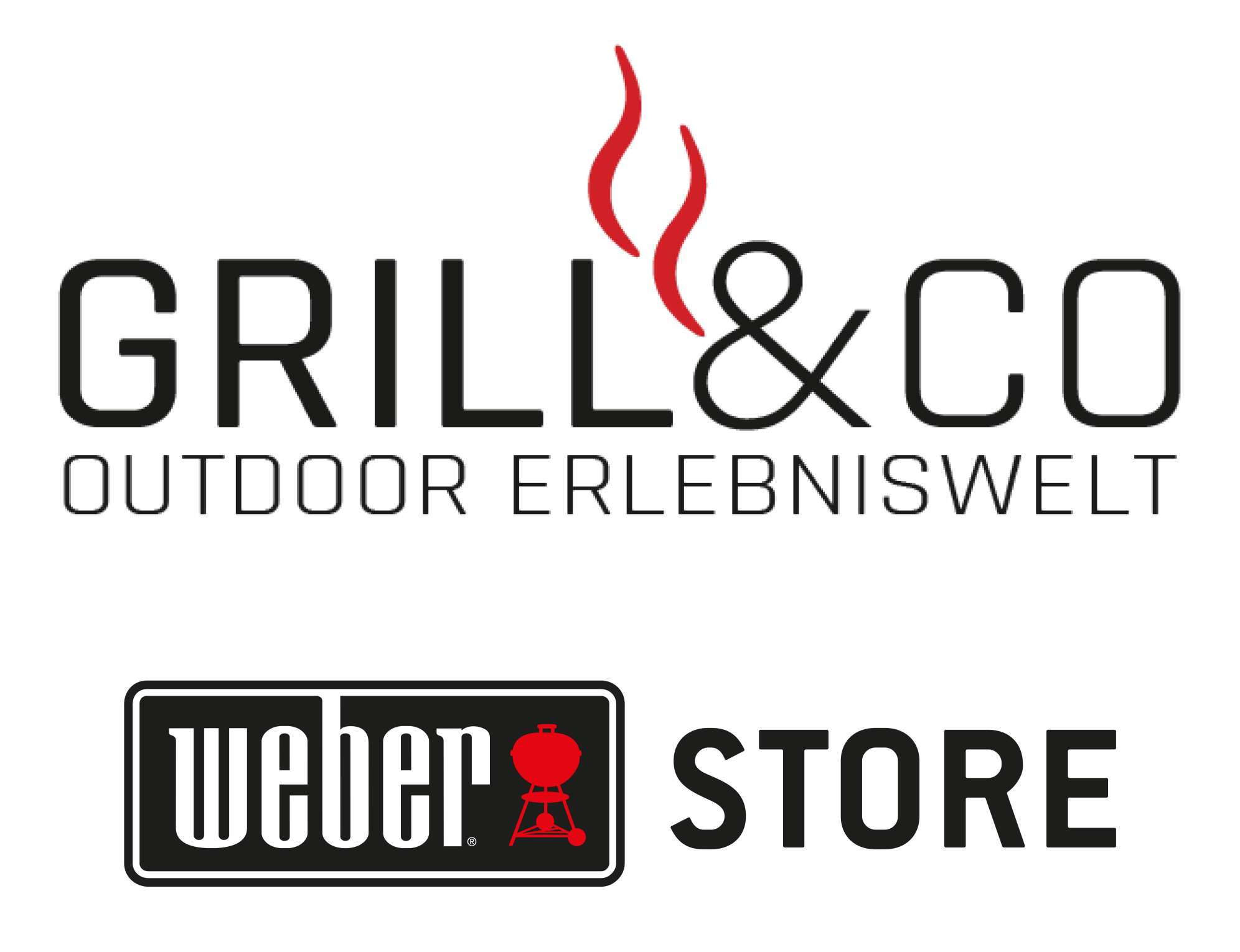 das Logo der Grill & Co Outdoor Erlebniswelt und von Weber