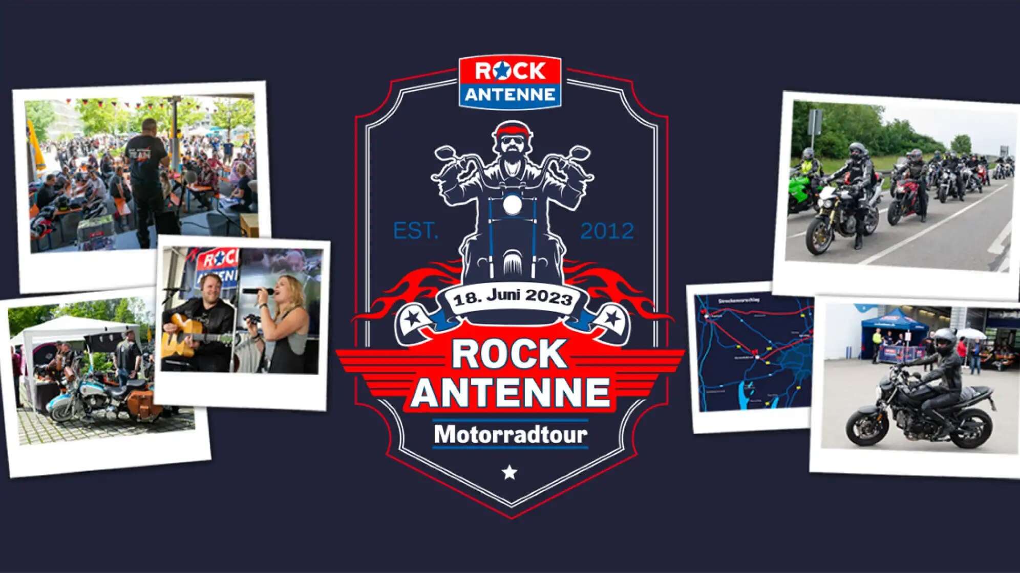 Logo zur ROCK ANTENNE Österreich Motorradtour 2023