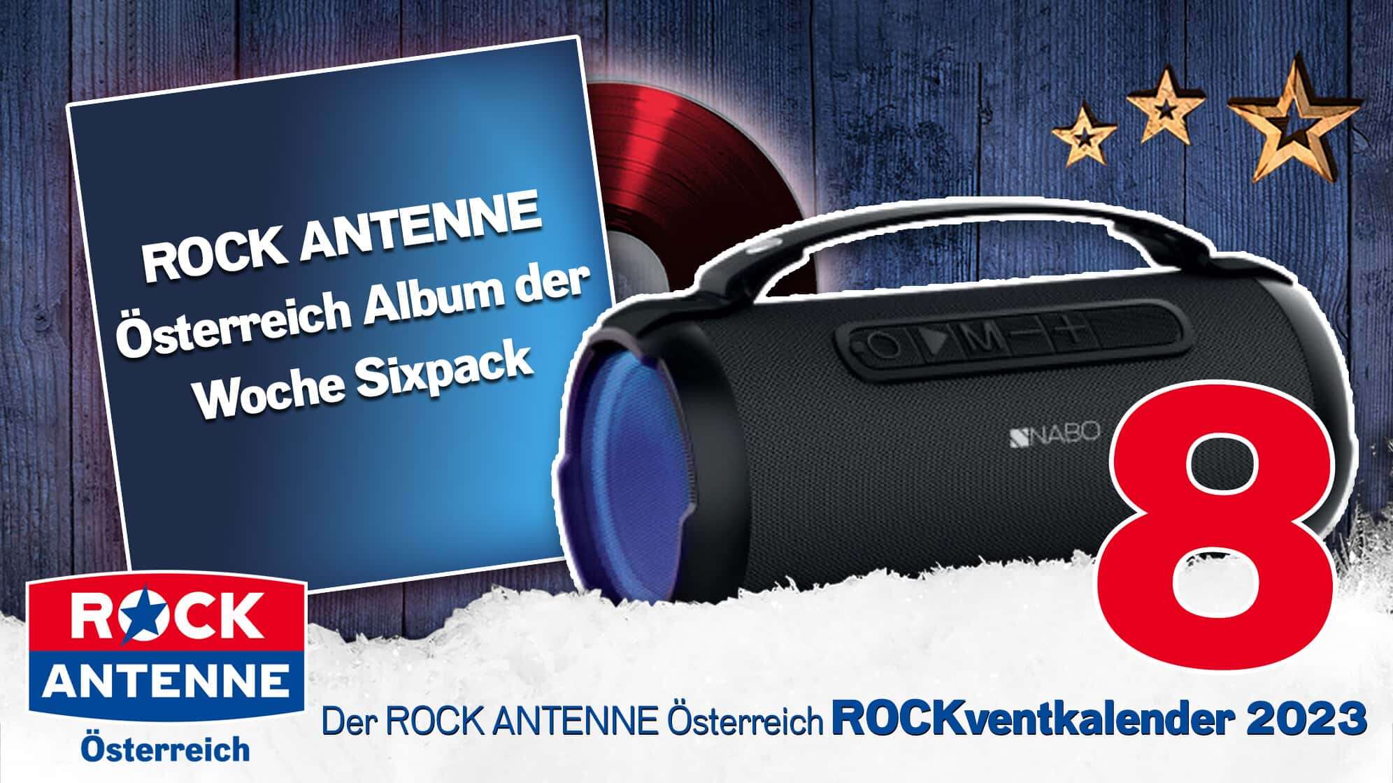 ROCK ANTENNE Österreich Rockventkalender Türchen 8: Ein ROCK ANTENNE Österreich Album der Woche-Sixpack und dazu eine Bluetooth Boombox von NABO