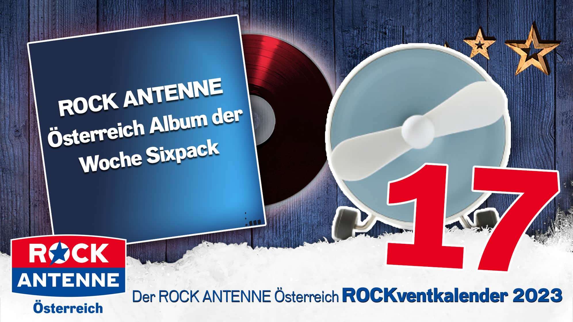 ROCK ANTENNE Österreich ROCKventskalender Türchen 17: Album der Woche 2023 Sixpack und  NABO Sound One Wireless Streaming Lautsprecher in blau