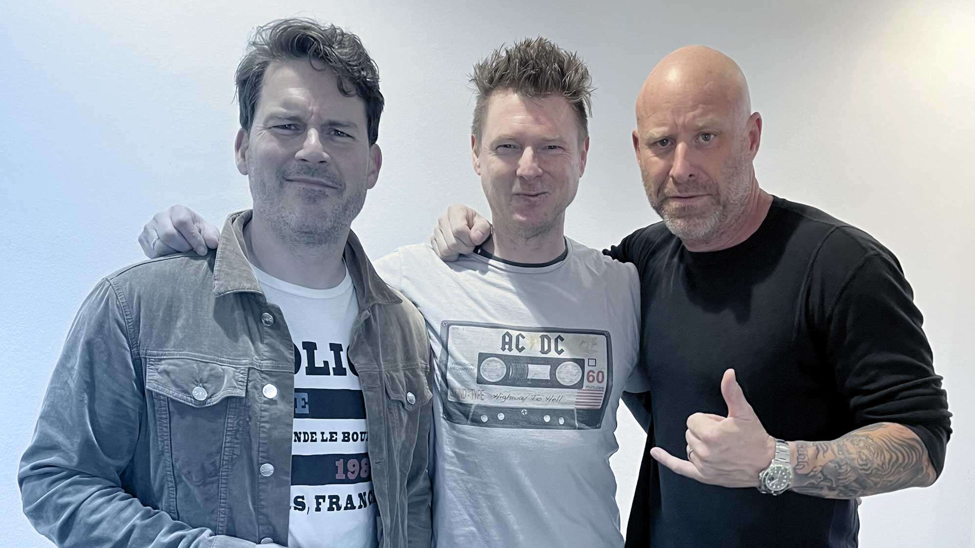 Thomas Moser zusammen mit Ryan Peake & Mike Kroeger von Nickelback