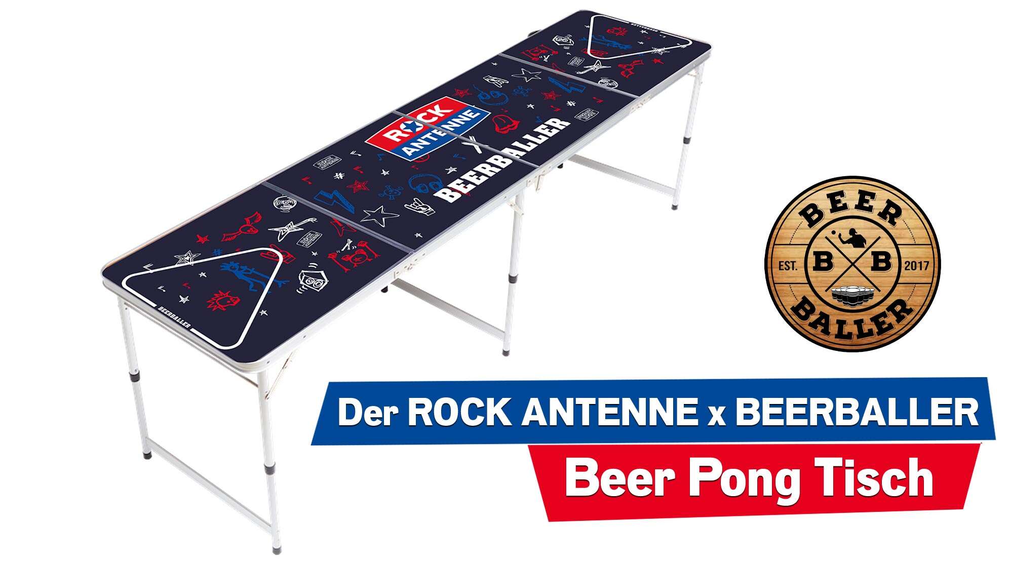 ROCK ANTENNE Beer Pong Tisch in Zusammenarbeit mit Beerballer