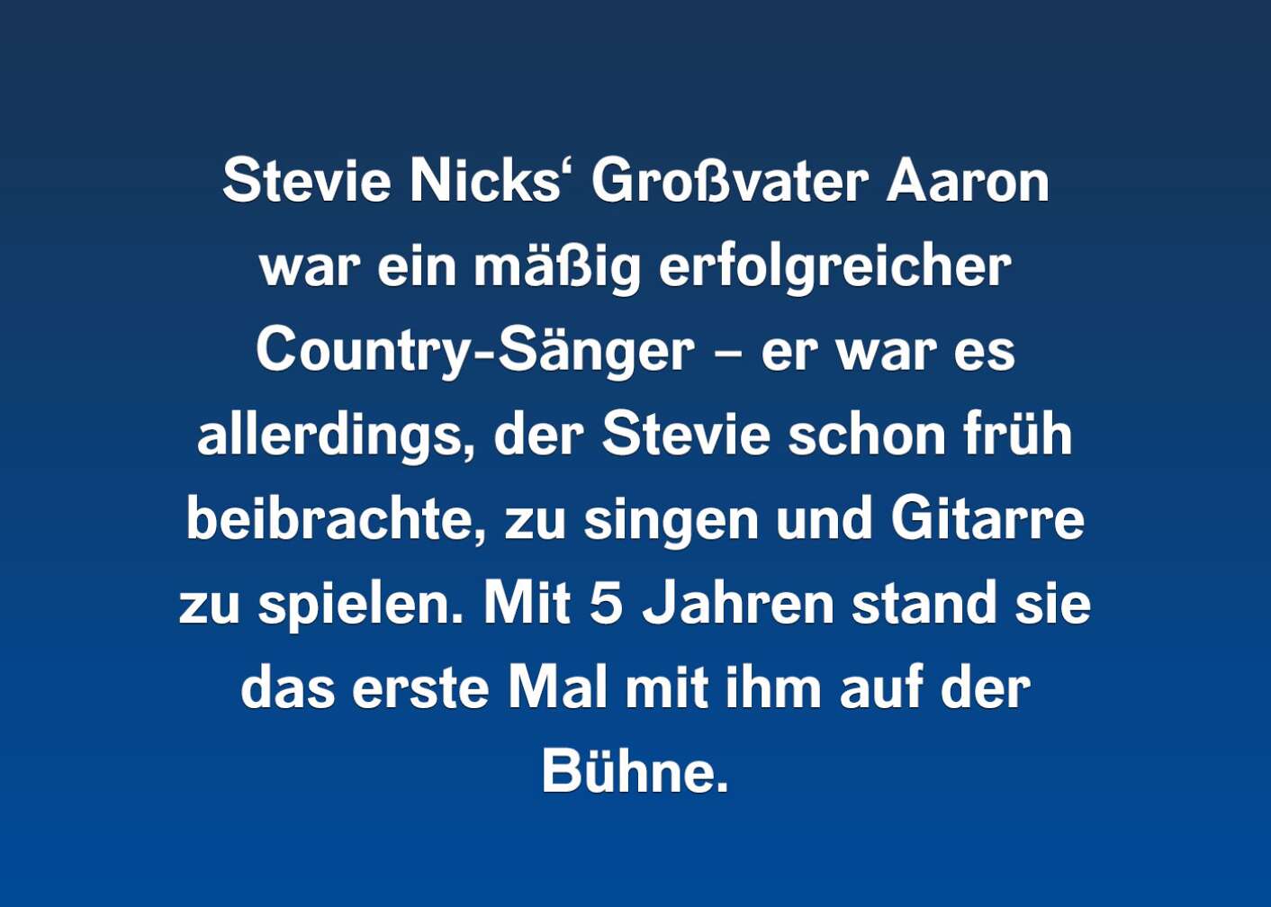Fakt über Stevie Nicks als Fließtext