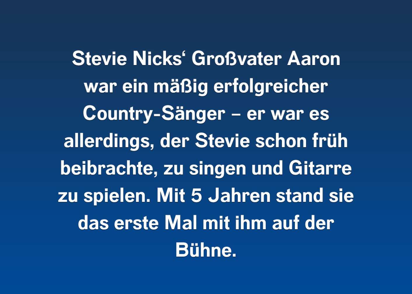 Fakt über Stevie Nicks als Fließtext