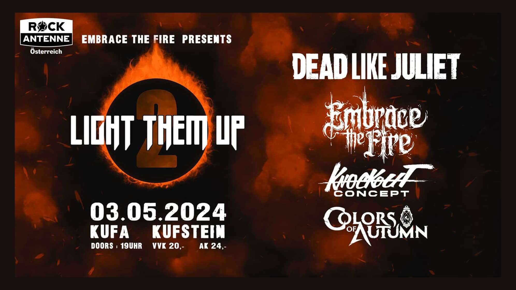 Plakat des Light Them Up Festivals mit teilnehmenden Bands
